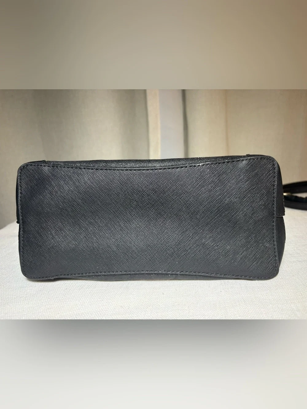 Kate Spade Glimmer Small Zip Satchel Black Glitter Crossbody Handbag KE460